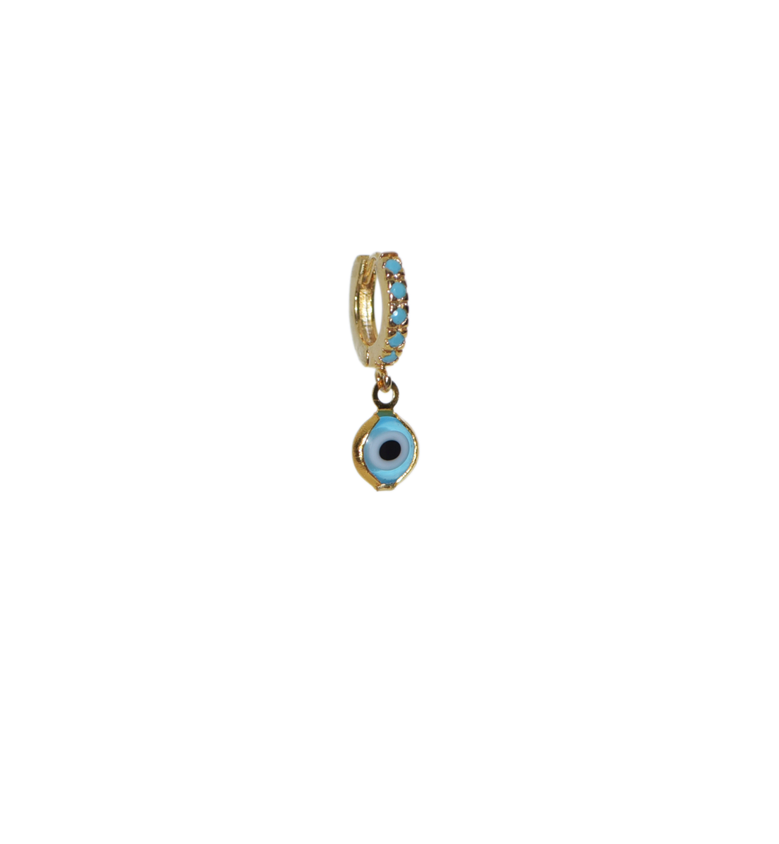 Turquoise Evil Eye 18Kt Gold-Plated Single Hoop