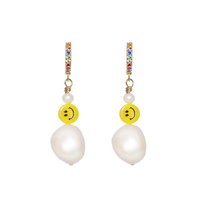 Load image into Gallery viewer, Contenta Smiley Rainbow Pearl Hoops
