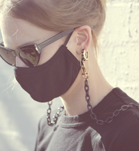 Load image into Gallery viewer, Black Marble Mask &amp; Eyewear Resin Chain
