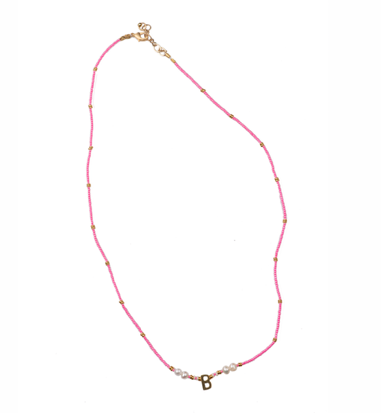 Pepper Letter Fluoro Pearl Bead Necklace