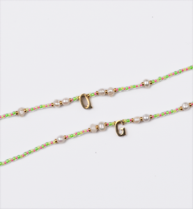 Sprinkler Letter Fluoro Pearl Bead Necklace