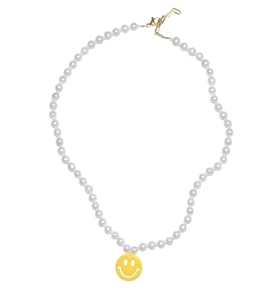 Acieed Smiley Yolk Neon Yellow Freshwater Pearl Necklace