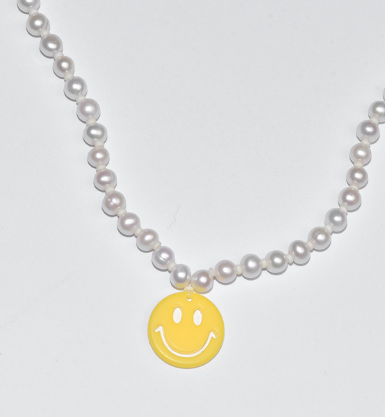 Acieed Smiley Yolk Neon Yellow Freshwater Pearl Necklace