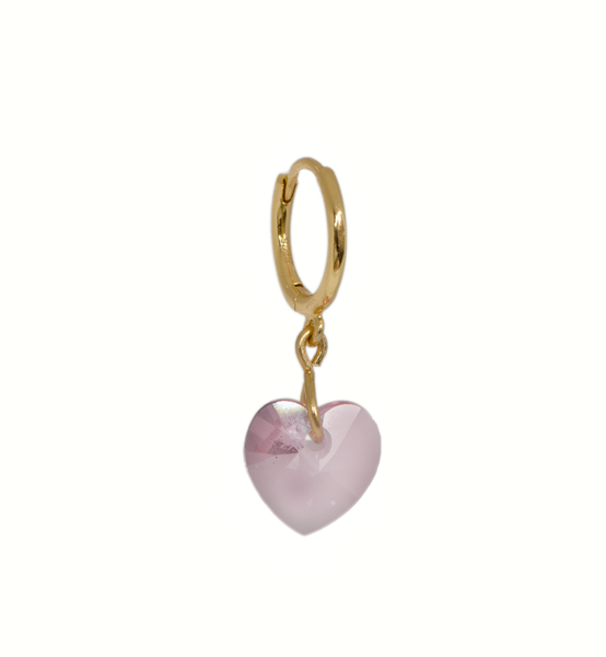 Blushing Heart Swarovski Crystal Gold-Plated Huggie Earring